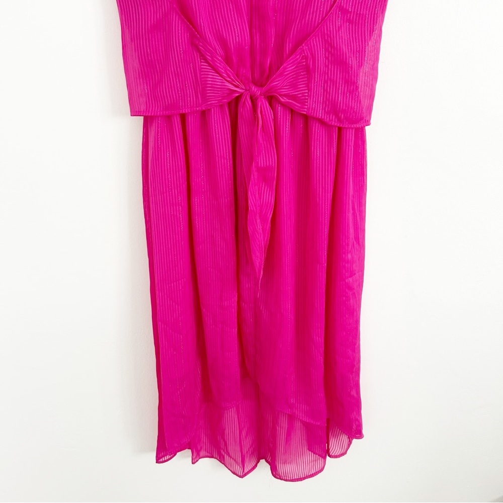 NEW Michael Michael Kors $175 Capsule Tie Front Ruffled High Low Satin Dress S - Picture 3 of 6
